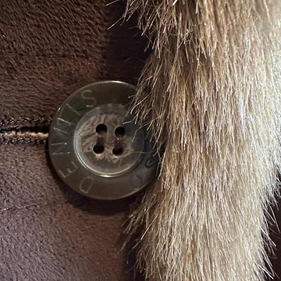 Dennis Basso Reversible Faux Suede and Fur Hooded Coat Brown M - Picture 4 of 14